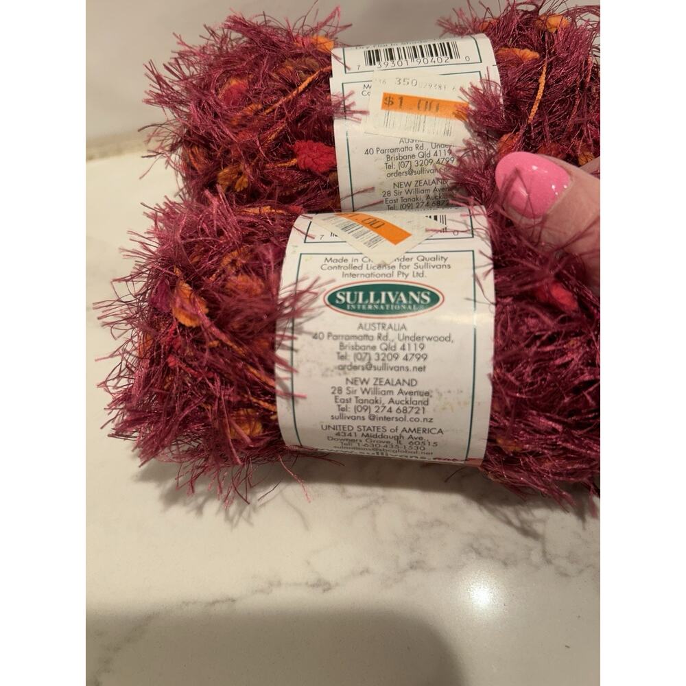 Lot of 2 Samba Sullivans Knitting Eyelash‎ Yarn Fun Fur Pink Aztec Yarn #90402 - Picture 5 of 5